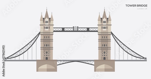 London Tower Bridge flat illustration.