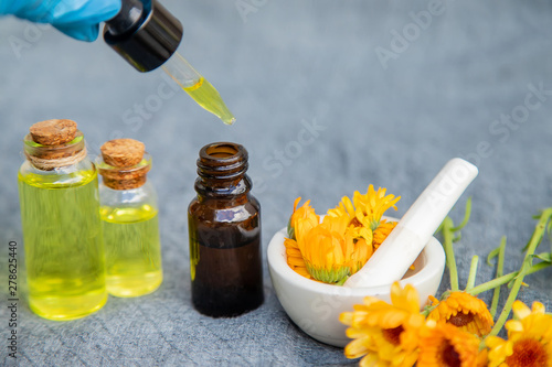 The calendula extract. Selective focus. photo