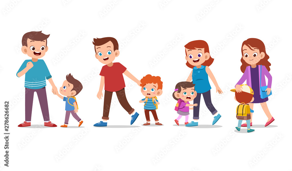 kids with parent vector set bundle