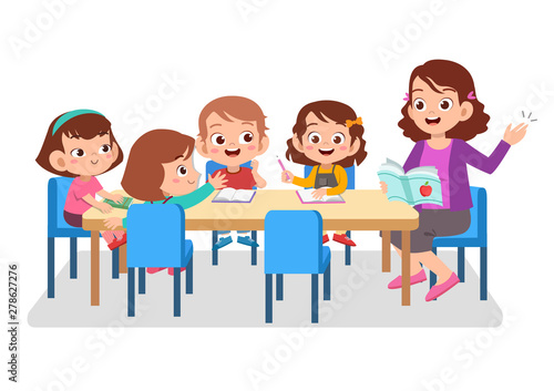 teacher with student vector illustration isolated