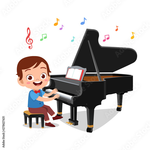illustration of a boy and a girl playing piano