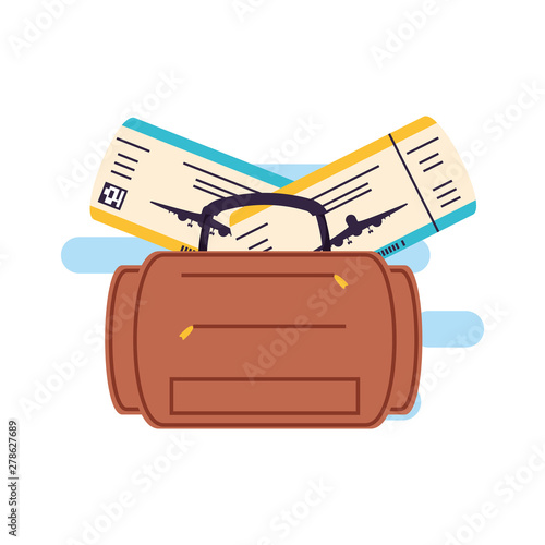 travel suitcase equipment with ticket flight