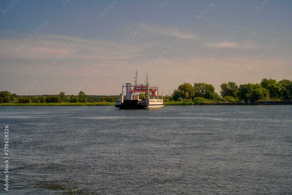 Fototapeta premium Krasibor, Poland, ferry connection through Świna in Świnoujście between the island of Wolin and Uznam