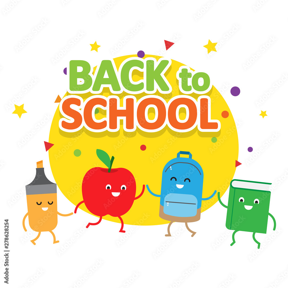 Back to School colorful cartoon poster Back to School colorful cartoon poster