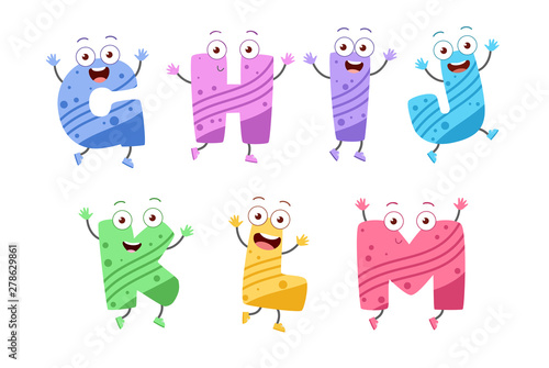 cute kid alphabet vector set