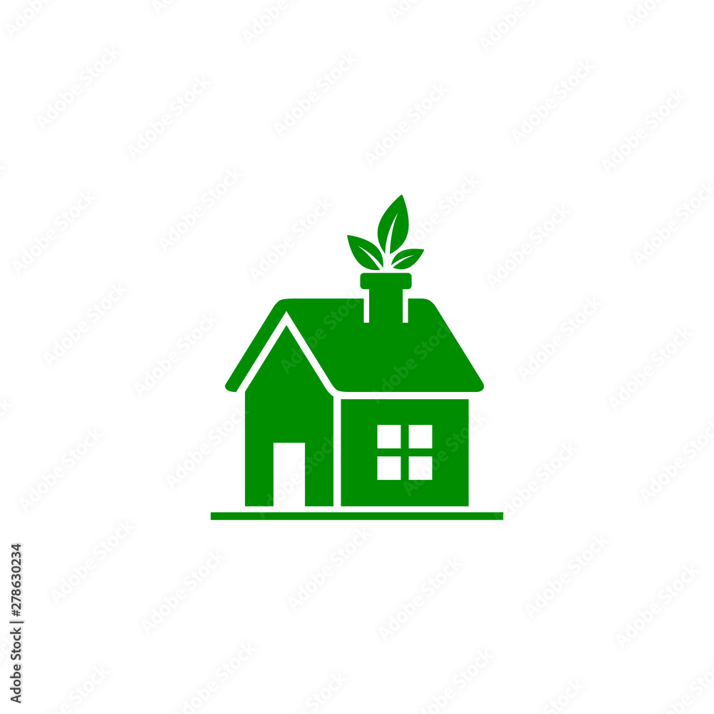 Eco house, ecology green icon on white background. Vector illustration Eco house, ecology green icon on white background. Vector illustration
