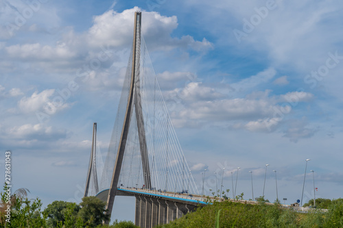 Normandy bridge, France - 06 01 2019: View of the pylons and cables of the Bridge © Franck Legros