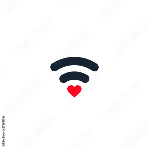 Heart wifi. Vector heart connect icon in flat style. Heart signal. Love signal. Wifi sign
