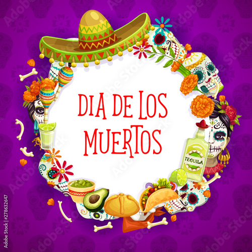 Mexican Dia des los Muertos holiday attributes