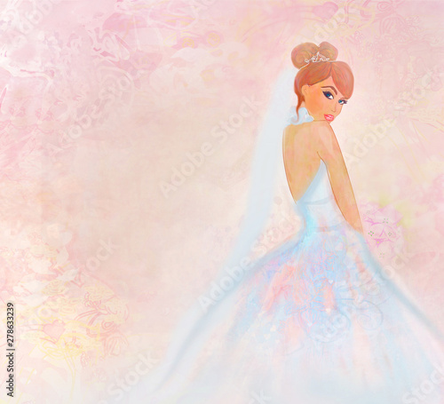 Beautiful bride with flowers, abstract, artistic background