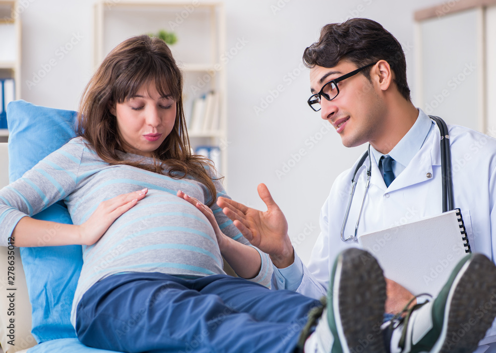 Obraz premium Pregnant woman visiting doctor for consultation