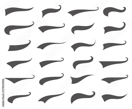 Swoosh and swash tails set. Vector