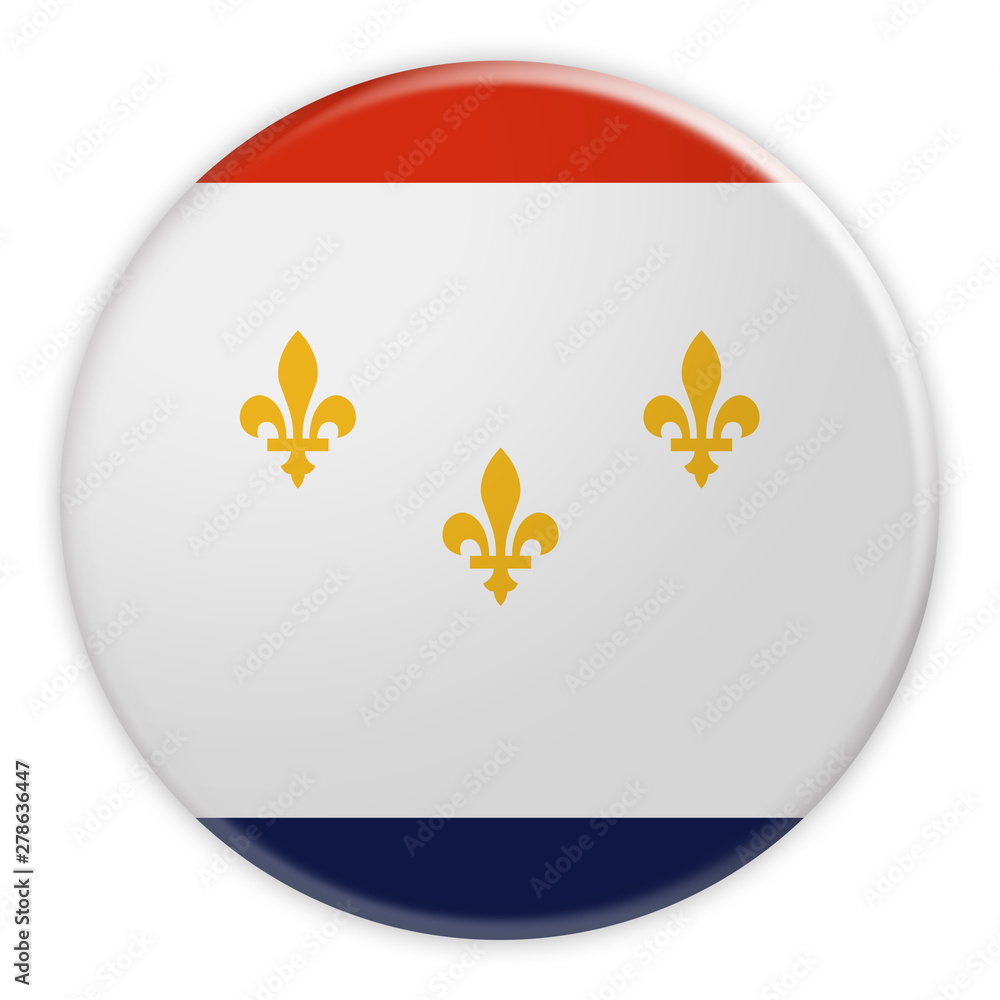US City Button: Louisiana Flag Badge, 3d illustration on white background US City Button: Louisiana Flag Badge, 3d illustration on white background