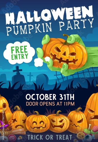 Halloween pumpkin, zombie, trick or treat candies