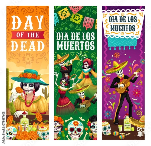 Dia de los Muertos, skeletons skulls party fiesta