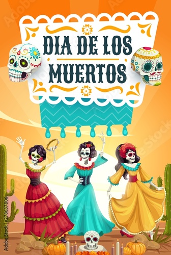 Day of Dead skeletons, Mexican party fiesta dance