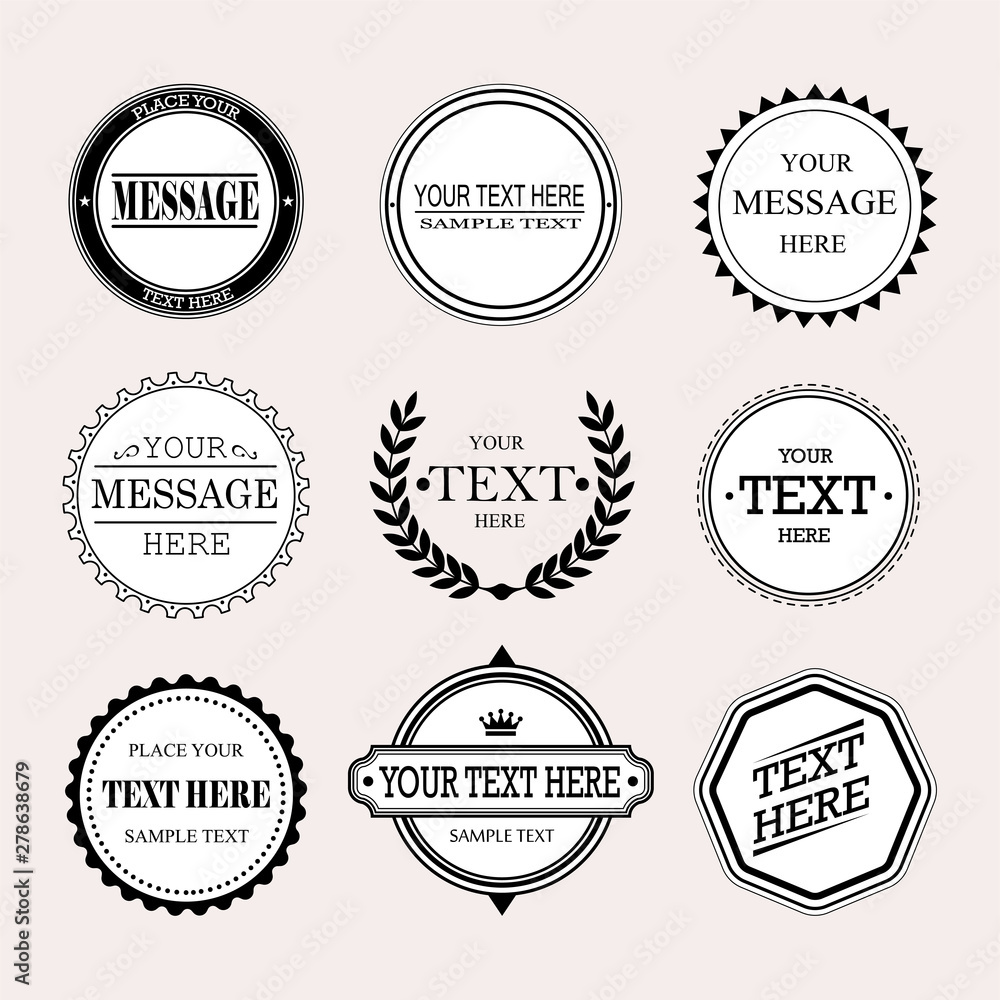 Set of retro stamps and badges with inscriptions. Vector illustration