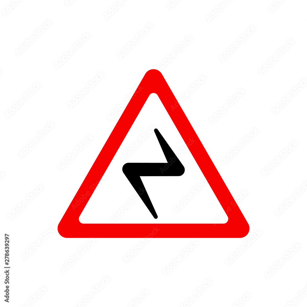 Traffic signs, electric cable overhead. Vector icon Traffic signs, electric cable overhead. Vector icon