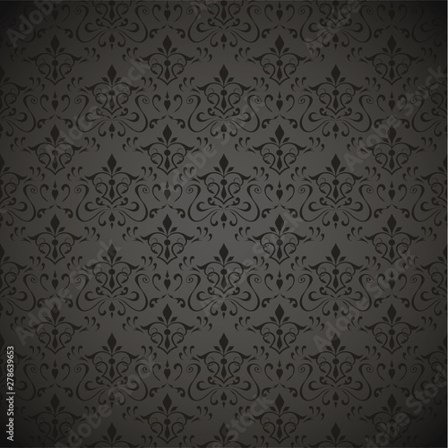 Seamless black floral wallpaper .Vector illustration