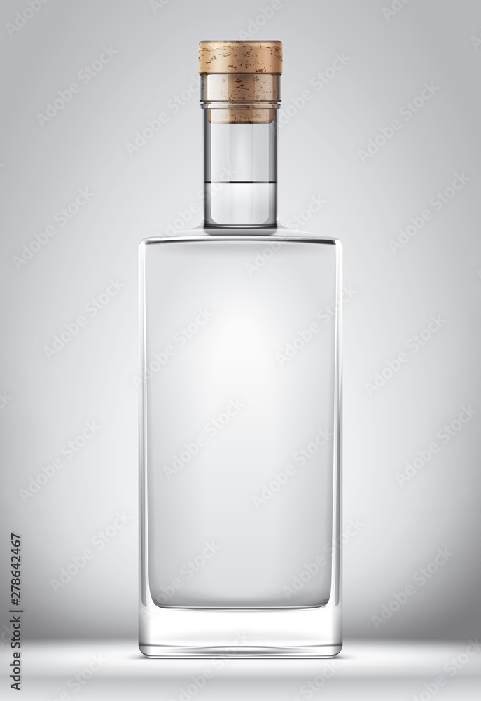 Glass bottle mockup. With cork version - obrazy, fototapety, plakaty 