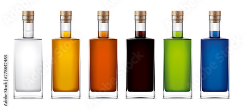Glass bottles mockup. With cork version