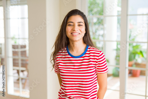 Free Download Beautiful brunette woman smiling cheerful, looking happy and positive - GFXLoad