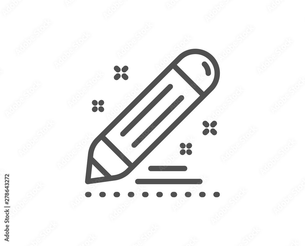 Brand contract line icon. Pencil sign. Edit social marketing report symbol. Quality design element. Linear style brand contract icon. Editable stroke. Vector Brand contract line icon. Pencil sign. Edit social marketing report symbol. Quality design element. Linear style brand contract icon. Editable stroke. Vector