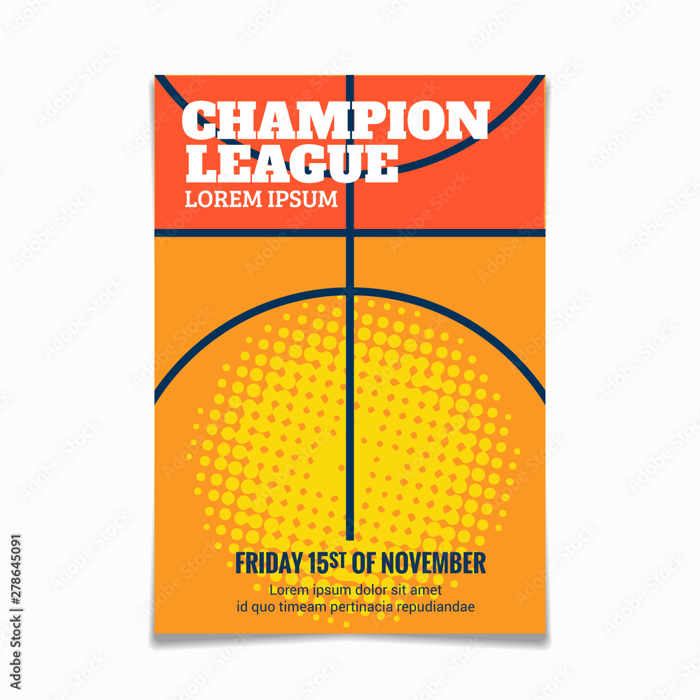Fototapeta premium Modern basketball poster template with sample text and background arena