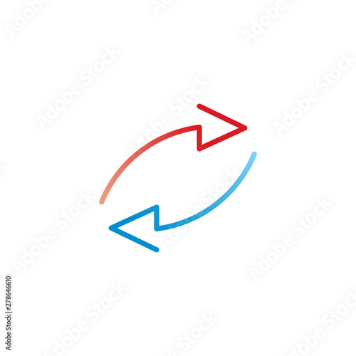 Two arrows red and blue in ...