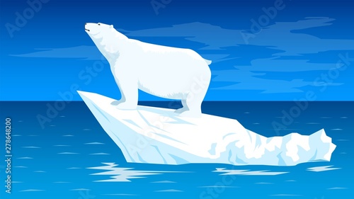 Polar bear on iceberg, north pole nature, global warming