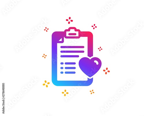 Medical survey icon. Hospital patient history sign. Dynamic shapes. Gradient design patient history icon. Classic style. Vector