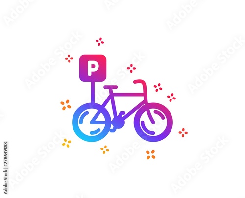 Bicycle parking icon. Bike park sign. Public transport place symbol. Dynamic shapes. Gradient design bicycle parking icon. Classic style. Vector