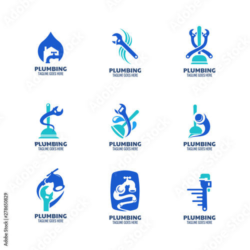 Modern Plumbing logo template for plumbing service and company
