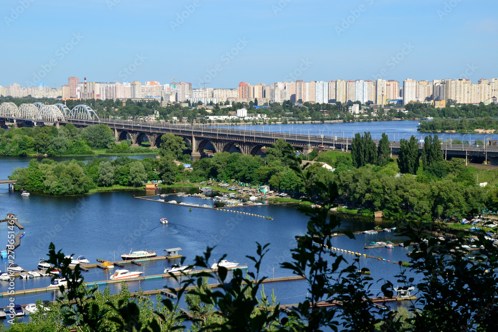 view of city Kyiv and Dnipro river