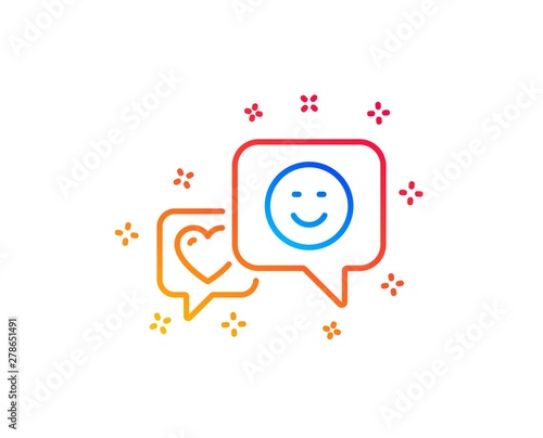 Heart and Smile line icon. Favorite like sign. Positive feedback symbol. Gradient design elements. Linear smile icon. Random shapes. Vector