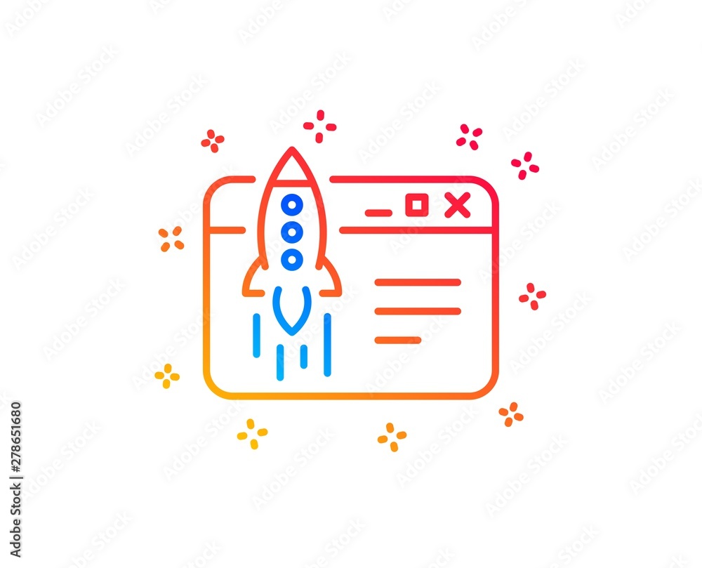 Start business line icon. Launch crowdfunding project sign. Innovation symbol. Gradient design elements. Linear start business icon. Random shapes. Vector Start business line icon. Launch crowdfunding project sign. Innovation symbol. Gradient design elements. Linear start business icon. Random shapes. Vector