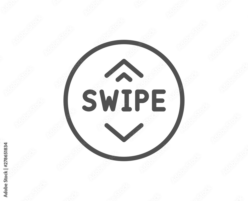 Swipe up button line icon. Scrolling arrow sign. Landing page scroll symbol. Quality design element. Linear style swipe up icon. Editable stroke. Vector Swipe up button line icon. Scrolling arrow sign. Landing page scroll symbol. Quality design element. Linear style swipe up icon. Editable stroke. Vector