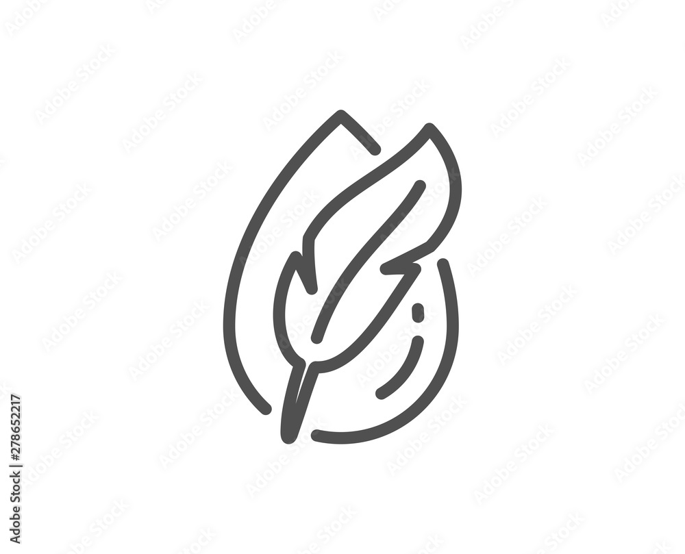 Hypoallergenic tested line icon. Feather sign. No synthetic symbol. Quality design element. Linear style hypoallergenic tested icon. Editable stroke. Vector Hypoallergenic tested line icon. Feather sign. No synthetic symbol. Quality design element. Linear style hypoallergenic tested icon. Editable stroke. Vector