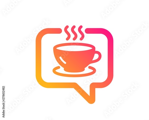 Hot coffee icon. Tea drink sign. Cafe symbol. Classic flat style. Gradient coffee icon. Vector