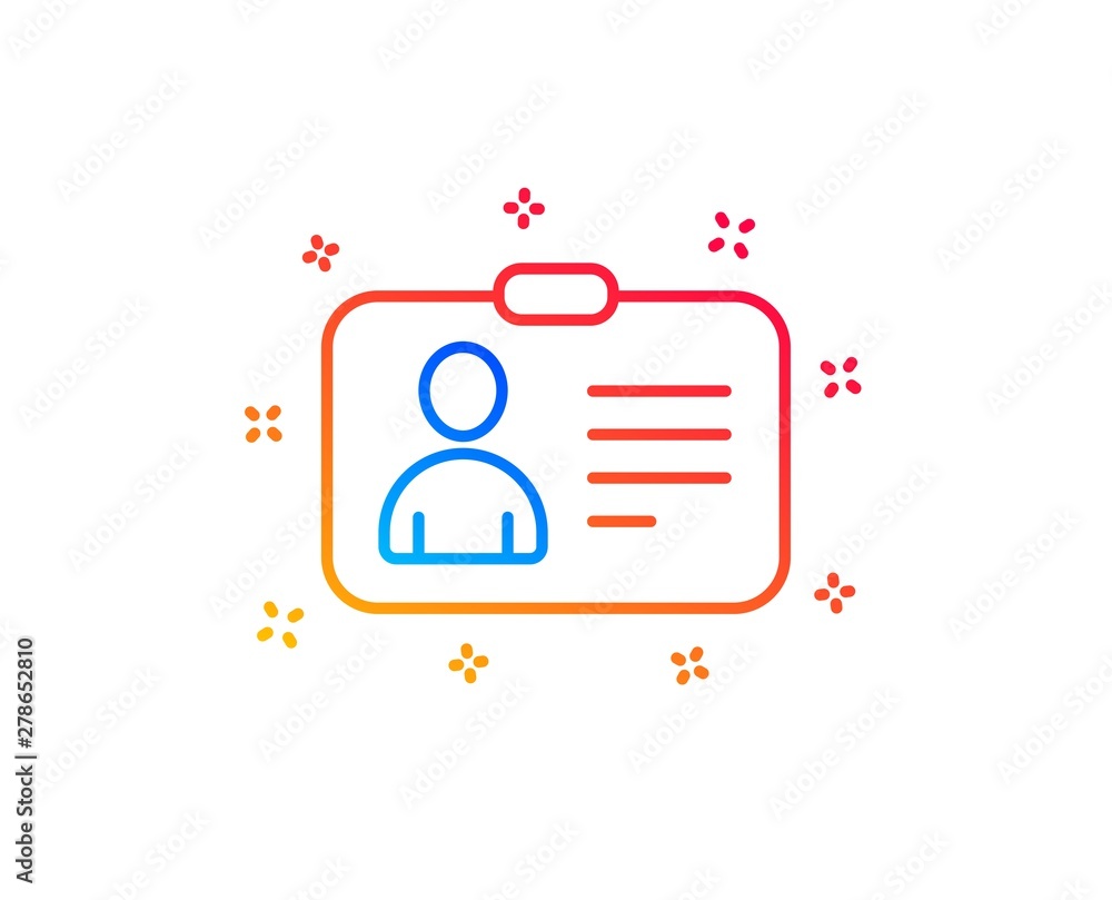 ID card line icon. User Profile sign. Person silhouette symbol. Identification plastic card. Gradient design elements. Linear iD card icon. Random shapes. Vector ID card line icon. User Profile sign. Person silhouette symbol. Identification plastic card. Gradient design elements. Linear iD card icon. Random shapes. Vector
