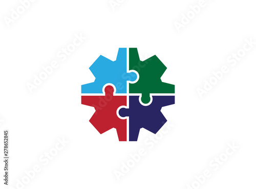 Gear Social Network union Team and Partners Friends for for logo design illustration