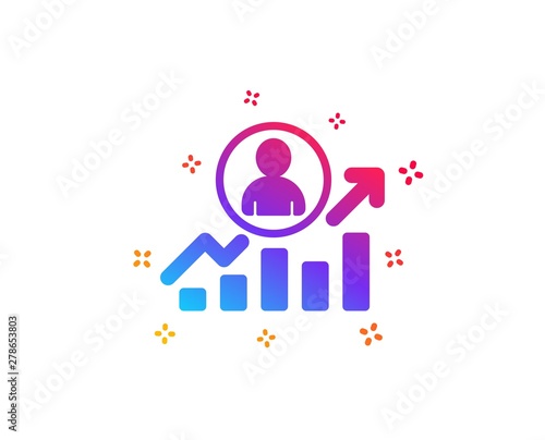 Business results icon. Career Growth chart sign. Dynamic shapes. Gradient design career ladder icon. Classic style. Vector
