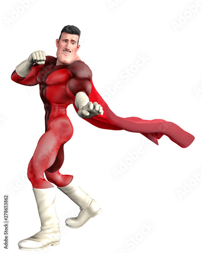 mega power super hero cartoon in a white background