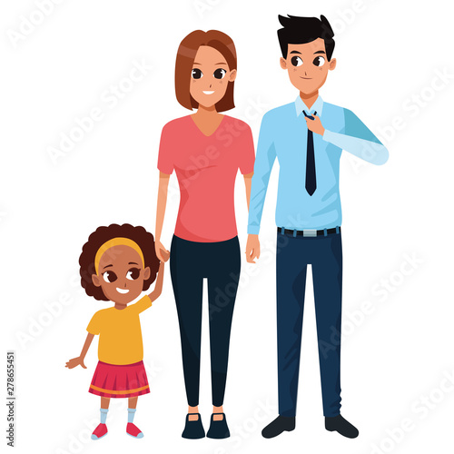 Foto Family young parents with little kid
