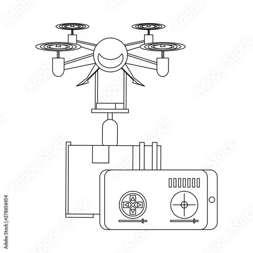 air drone remote control cartoon in black and white photo