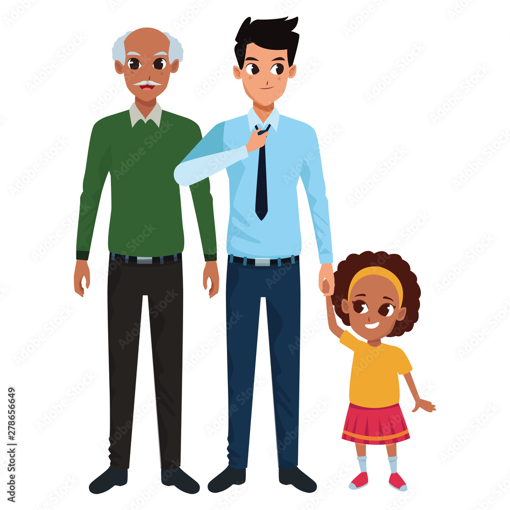 Family father and grandfather hand of with afro girl Family father and grandfather hand of with afro girl