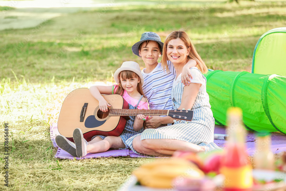 custom made wallpaper toronto digitalHappy family resting in park on summer day