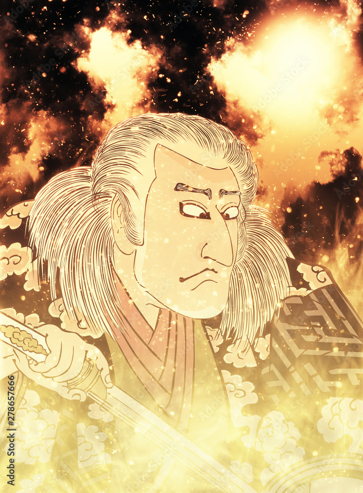 Fototapeta premium 浮世絵 歌舞伎役者 その14 炎バージョン