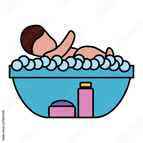 baby washing in soapy water shampoo