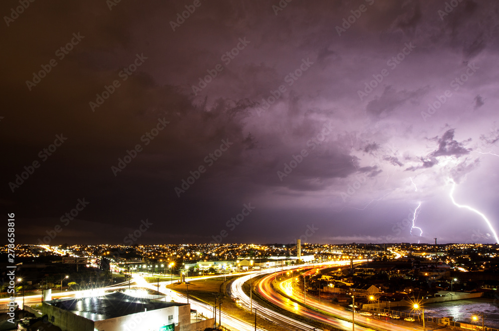 Fototapeta premium Highway Junction and Lightning